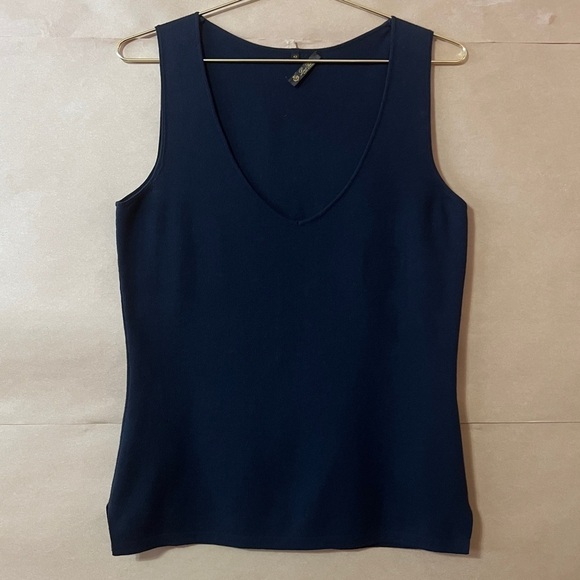 Loro Piana Tops - Loro Piana | V-Neck Tank Top Shell Cotton Navy Blue Size M (Size 42)